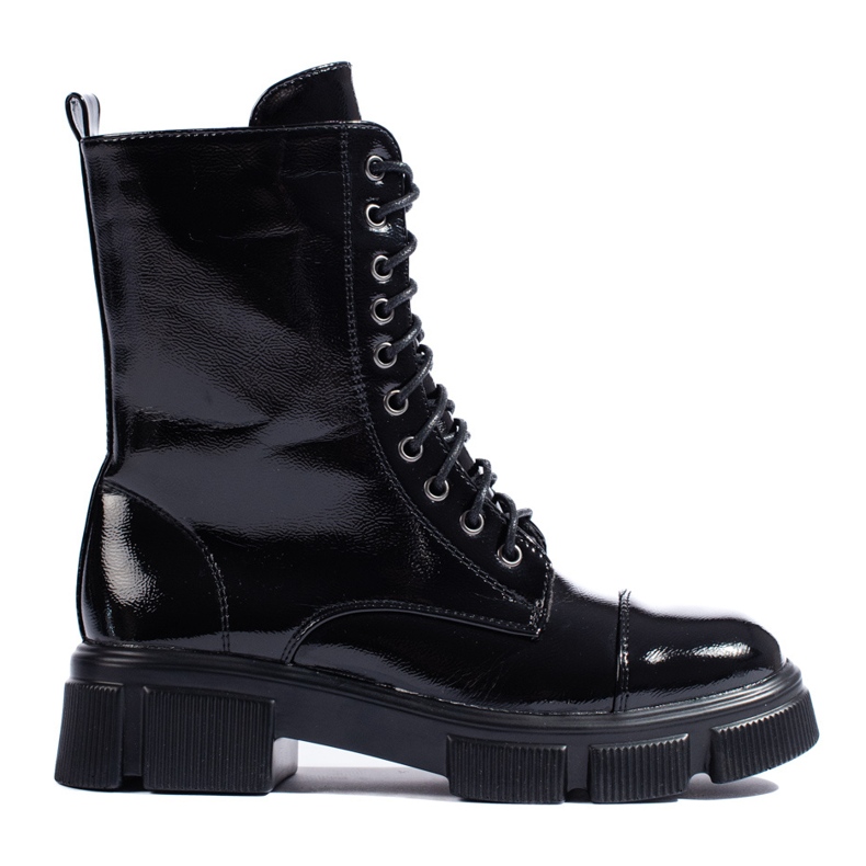 Bottines femme à lacets et tige haute le noir