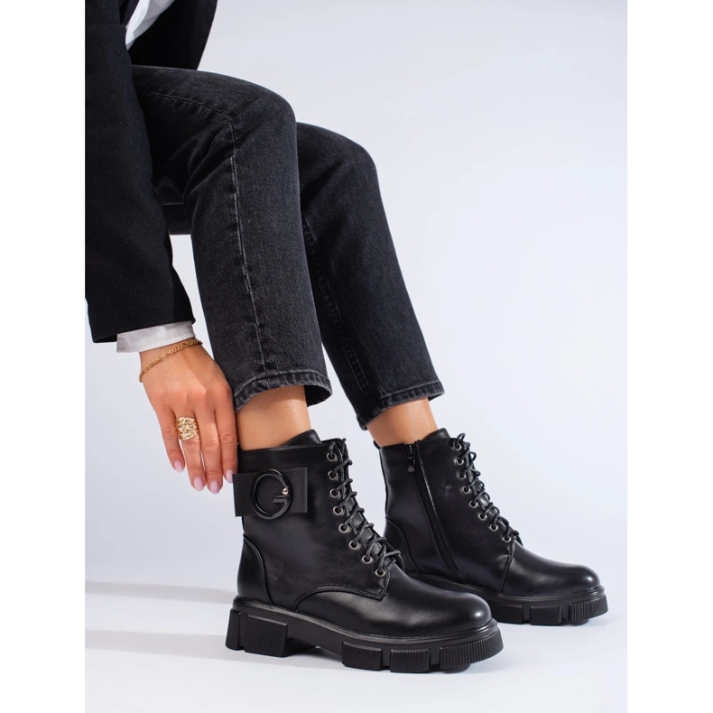 Baggies noires pour femmes en cuir écologique le noir