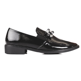 Lords en cuir verni pour femme avec décoration, noir