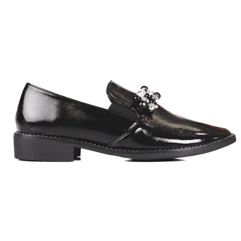 Lords en cuir verni pour femme avec décoration, noir le noir