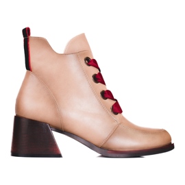 Bottines beiges pour femme avec laçage Vinceza rouge Bottines beiges pour femme avec laçage Vinceza rouge