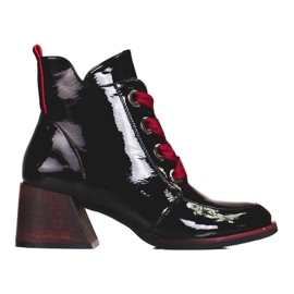 Bottines noires pour femme avec laçage Vinceza rouge