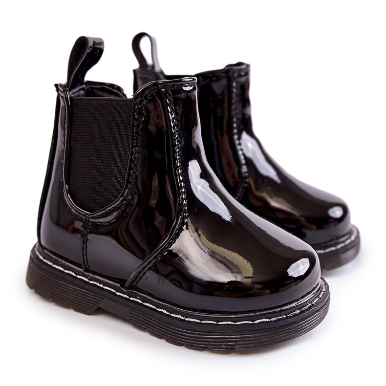 Bottes Chaudes Laquées Enfant Noir Porky le noir