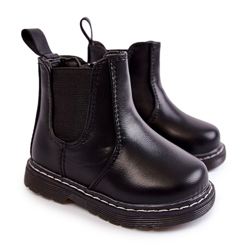 Bottes Chaudes Enfant Cuir Noir Porky le noir Bottes Chaudes Enfant Cuir Noir Porky le noir