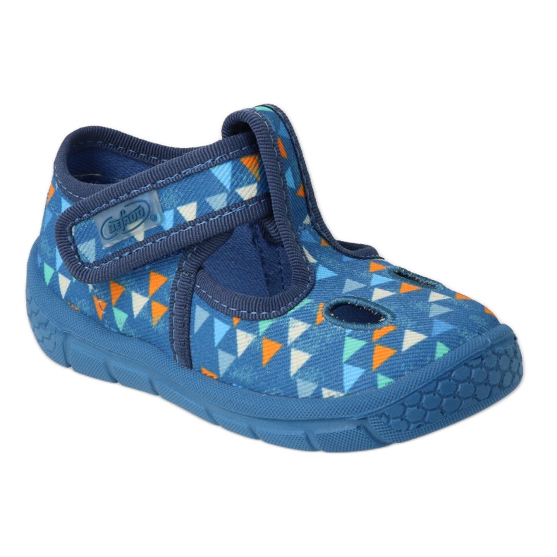Pantoufles pour enfants de Befado 533p023 Triangles bleus Pantoufles pour enfants de Befado 533p023 Triangles bleus