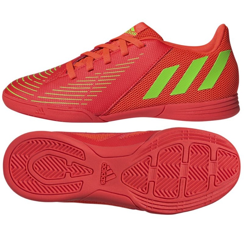 Chaussures de foot Adidas Predator Edge.4 In Jr GZ6014 rouge oranges et rouges Chaussures de foot Adidas Predator Edge.4 In Jr GZ6014 rouge oranges et rouges