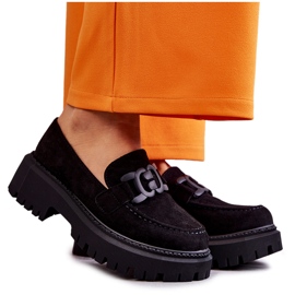 Chaussures en daim pour femmes avec décoration noire