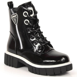 S.Barski Bottes noires laquées isolées pour filles par S. Barski