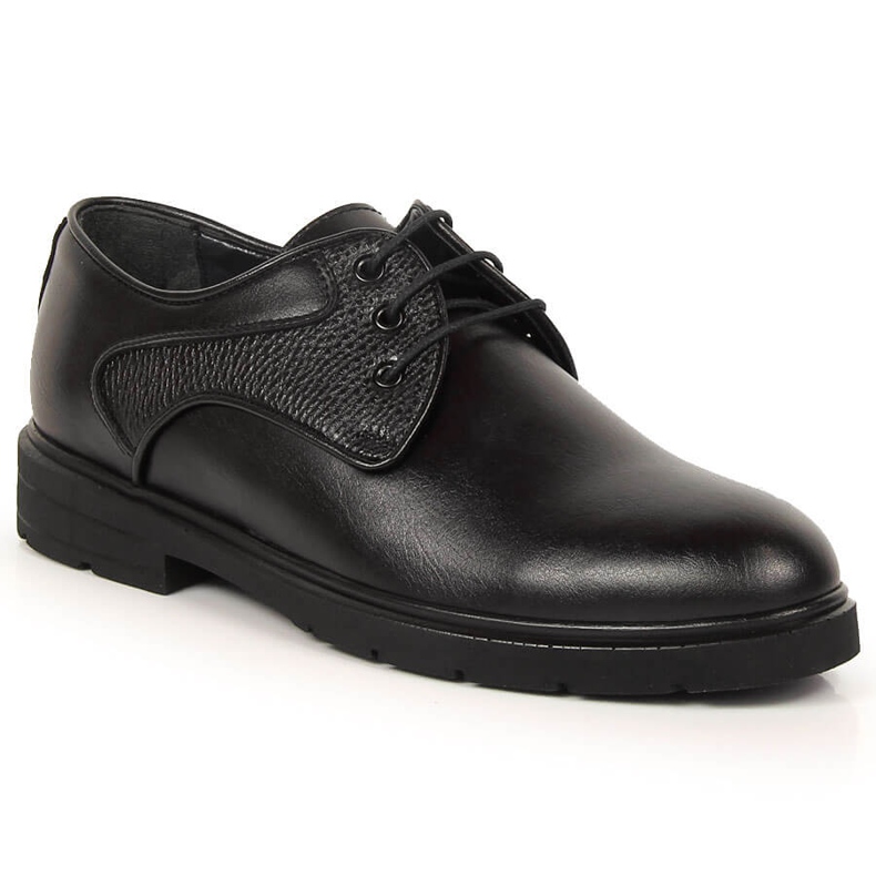 Chaussures à lacets en cuir noir pour hommes Kingle le noir