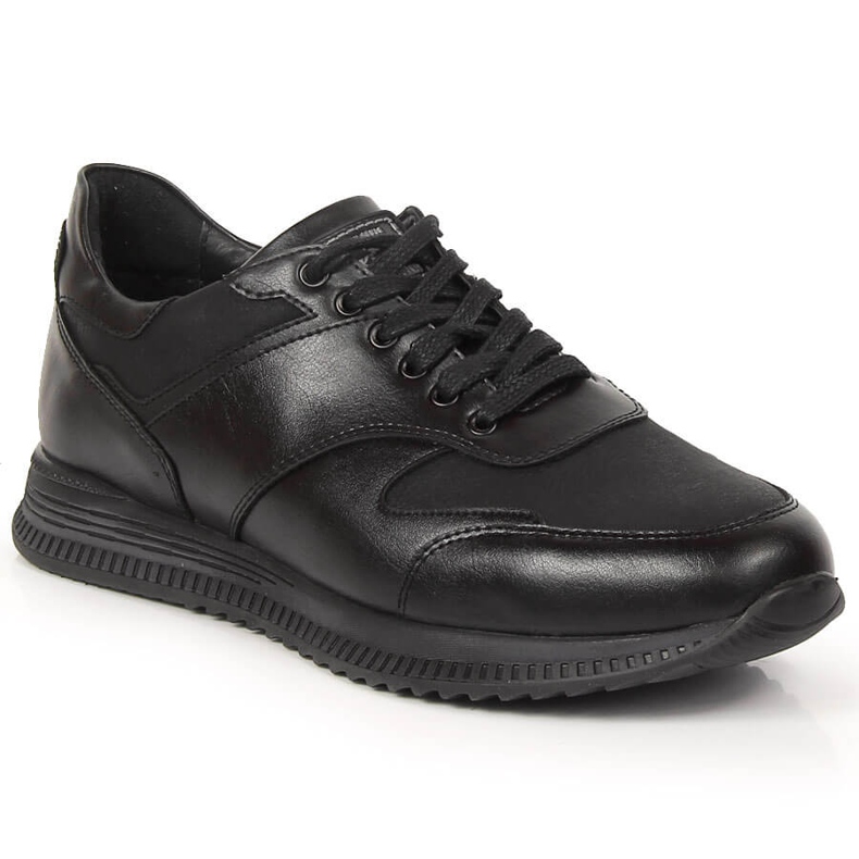 Chaussures casual homme en cuir noir Kingle le noir