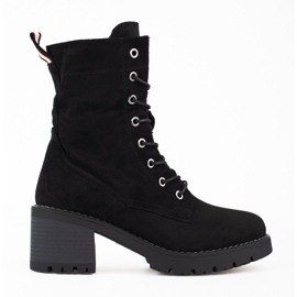 Bottines Shelovet femme en daim noir à lacets le noir