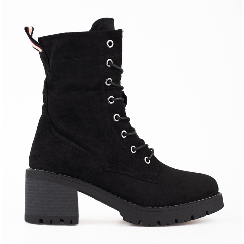 Bottines Shelovet femme en daim noir à lacets le noir