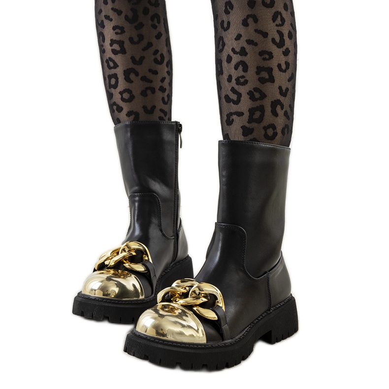 Bottes noires avec chaîne Morro le noir