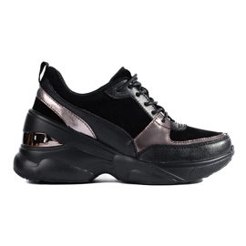 Baskets femme en cuir noir Shelovet le noir