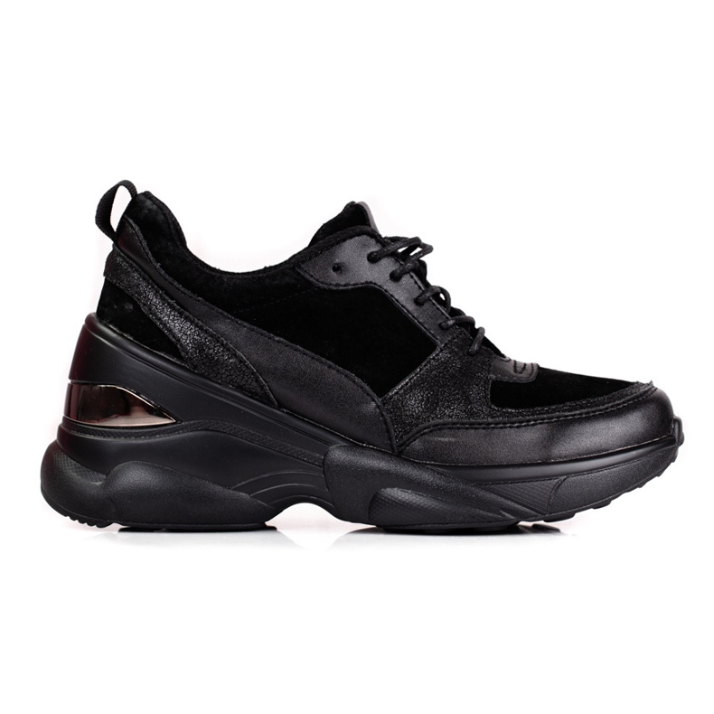 Baskets femme en cuir noir Shelovet le noir Baskets femme en cuir noir Shelovet le noir