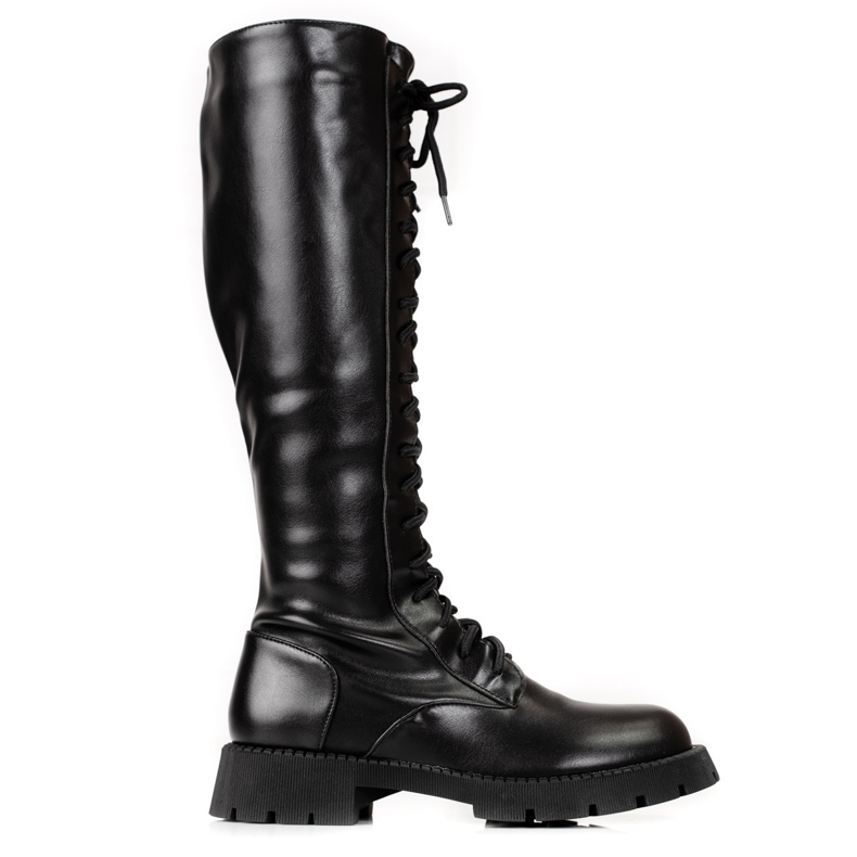 Travailleurs noirs Shelovet pour femmes à lacets hauts le noir