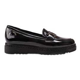 Mocassins femme laqués sur la plateforme Vinceza noir