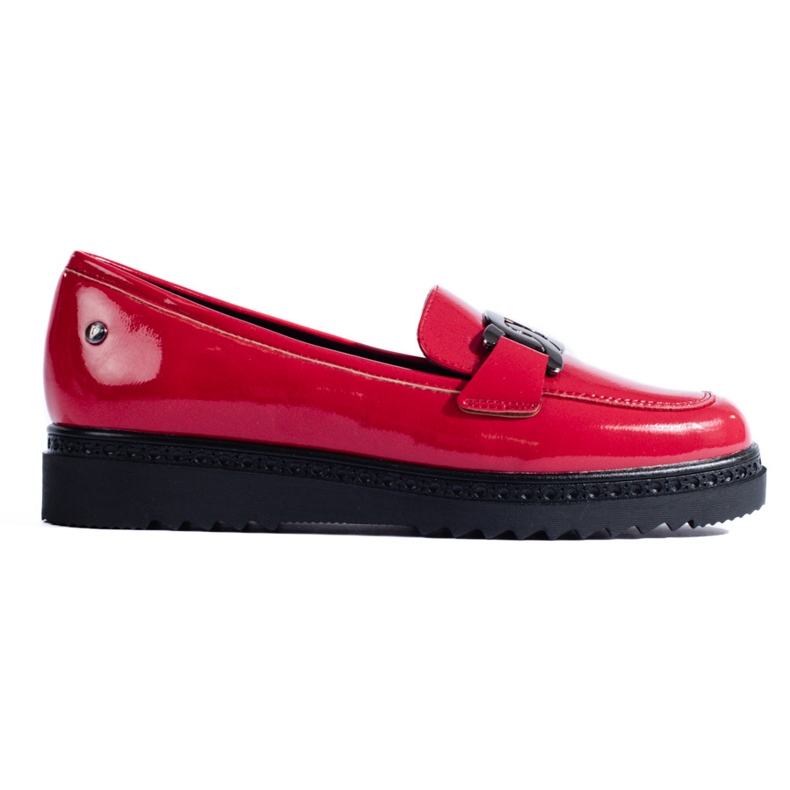 Mocassins femme laqués sur la plateforme Vinceza rouge