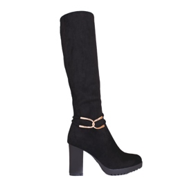 Bottes pour femmes sur un poteau haut Shelovet noir