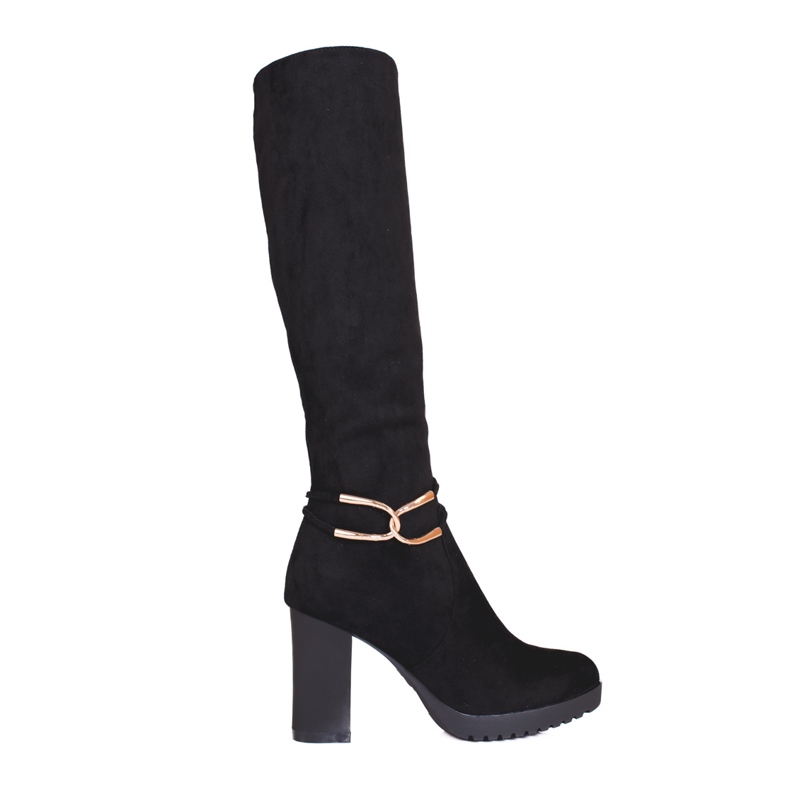 Bottes pour femmes sur un poteau haut Shelovet noir le noir
