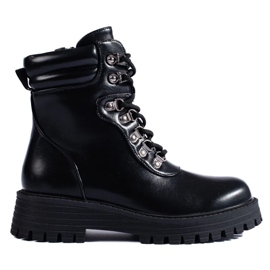 Bottines femme à lacets noires le noir