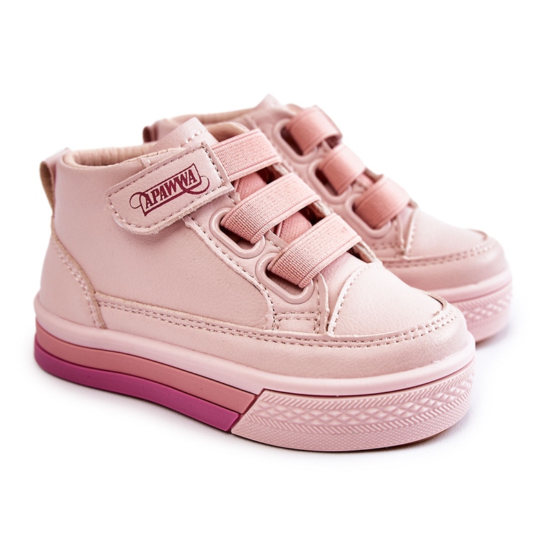 PA1 Baskets montantes côtelées pour enfant rose Baxter