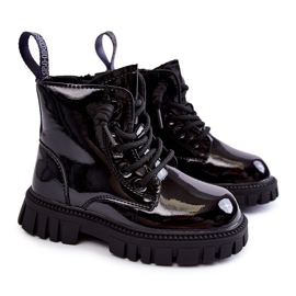 PA1 Bottes chaudes noires laquées Heidi