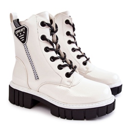 S.Barski Bottes Laquées Blanc Chaud Avec Fermeture Éclair Marcella