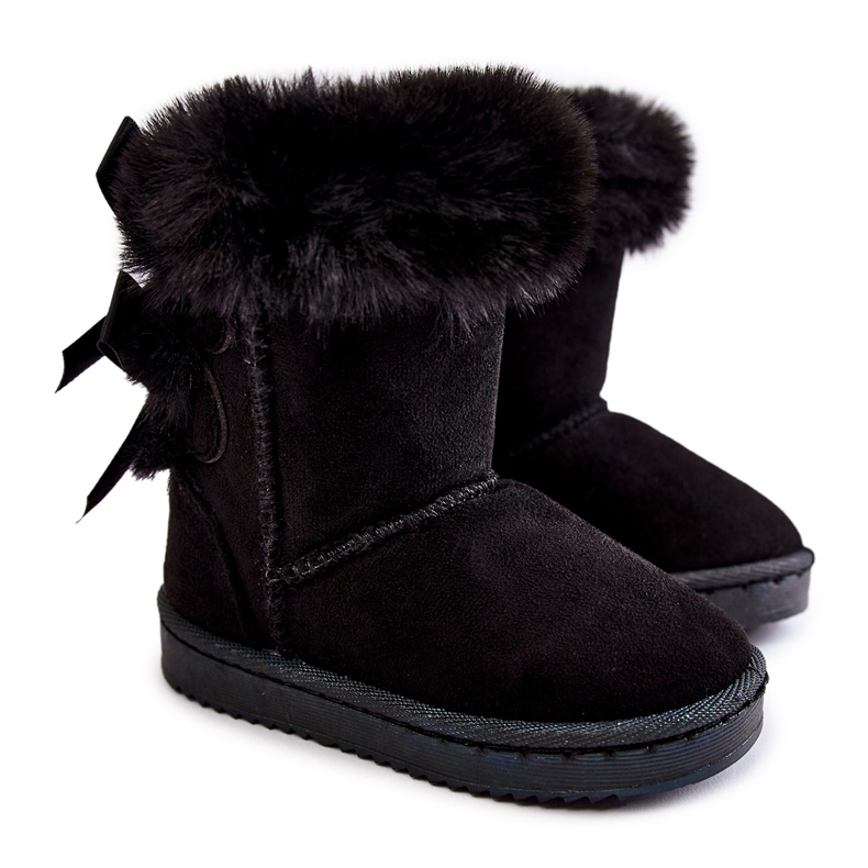Bottes chaudes noires pour enfants avec nœuds Bottes de neige noires funky le noir Bottes chaudes noires pour enfants avec nœuds Bottes de neige noires funky le noir