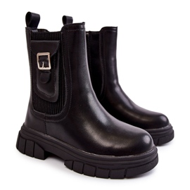 Bottes hautes en cuir pour filles noires Shelby