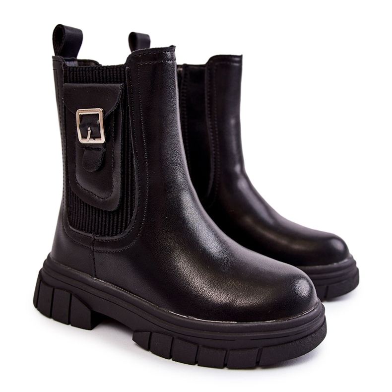 Bottes hautes en cuir pour filles noires Shelby le noir