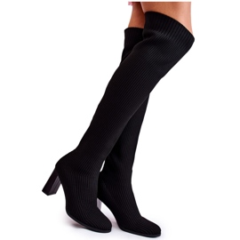 PS1 Bottes classiques côtelées à talons hauts noir Laossi QT58P le noir