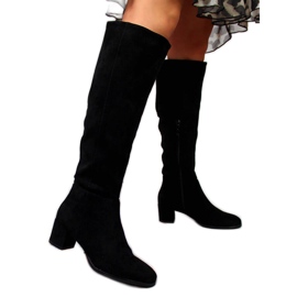 Bottes chaudes pour femmes Sergio Leone noires sur le poteau