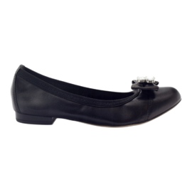 Ballerines féminines avec un arc et des cristaux 1402 Gamis noirs le noir