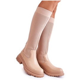 PS1 Bottines Plates Femme Côtelées Beige Allys QT50P