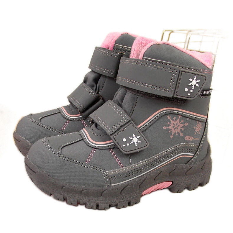 Bottes de neige filles gris American Club fermeture scratch