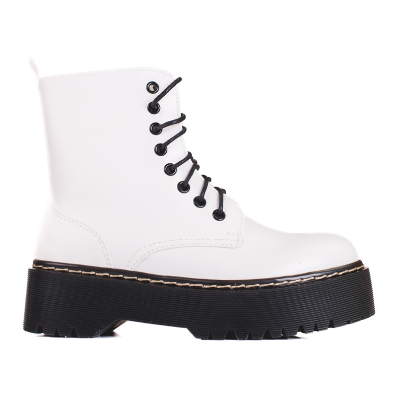 Sacs Shelovet blancs pour femmes lacés sur la plate-forme blanche