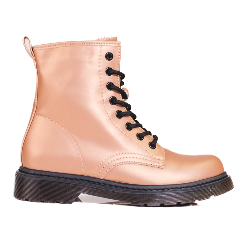Bottes pour femmes à lacets dorés Shelovet avec un éclat métallique brun