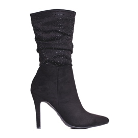 Bottes pour femmes élégantes sur un talon Shelovet noir