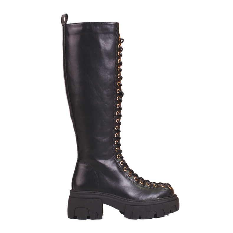 Bottes Shelovet hautes à lacets pour femmes le noir