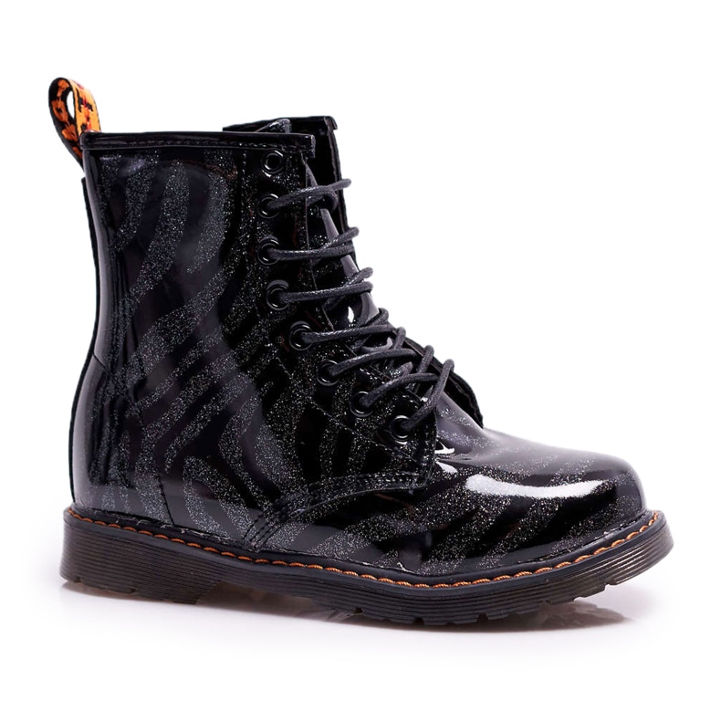 PA1 Boots Enfant Laquées avec une fermeture éclair Noir Omua le noir