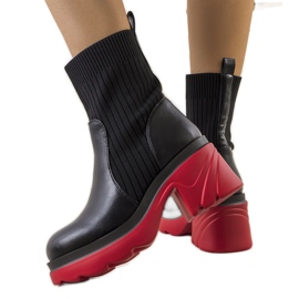 PA1 Bottines noires à semelle Tomlin rouge