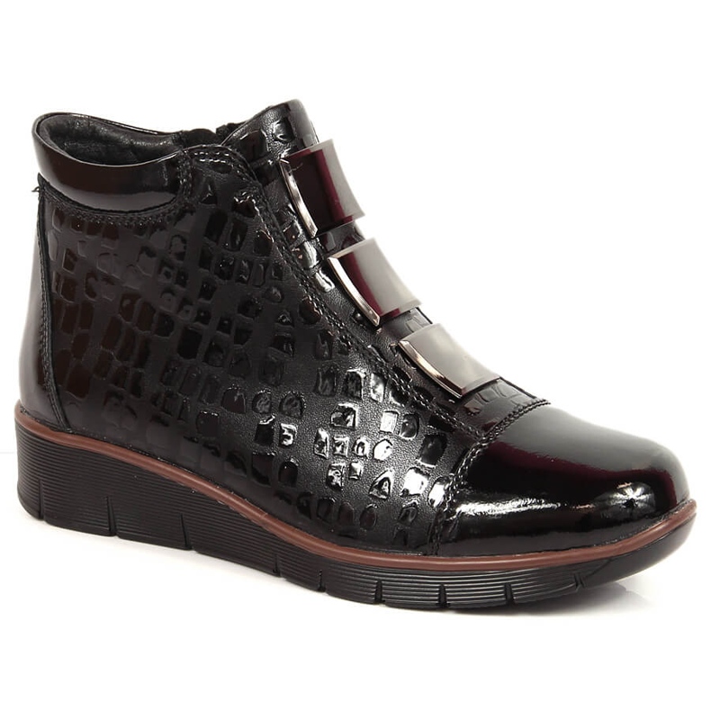Bottines en cuir laqué avec Filippo isolé noir le noir