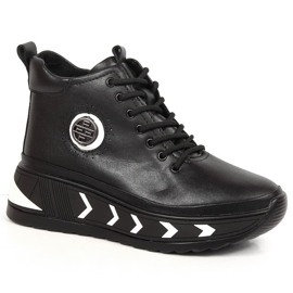 Bottes pour femmes en cuir noir Filippo sur un talon compensé le noir Bottes pour femmes en cuir noir Filippo sur un talon compensé le noir