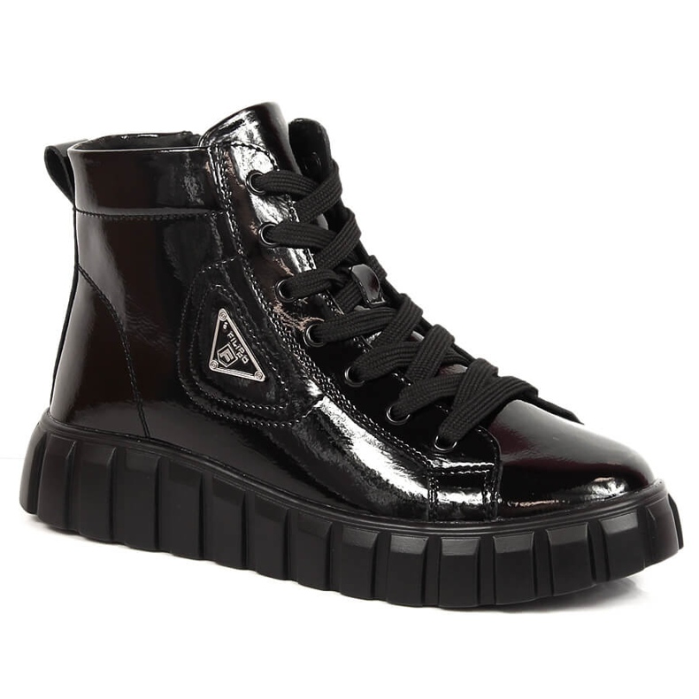 Bottes pour femmes en cuir verni avec plateforme Filippo noire le noir