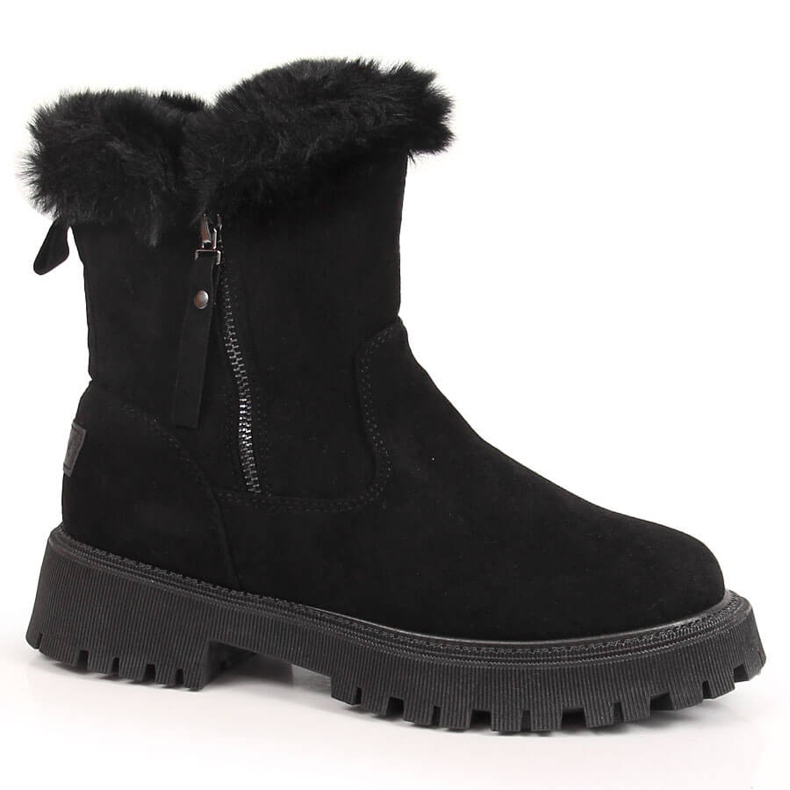 Bottines femme Vinceza noires avec fourrure le noir