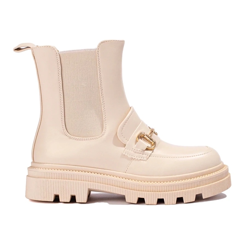 Bottines Chelsea beiges pour femmes sur la plateforme