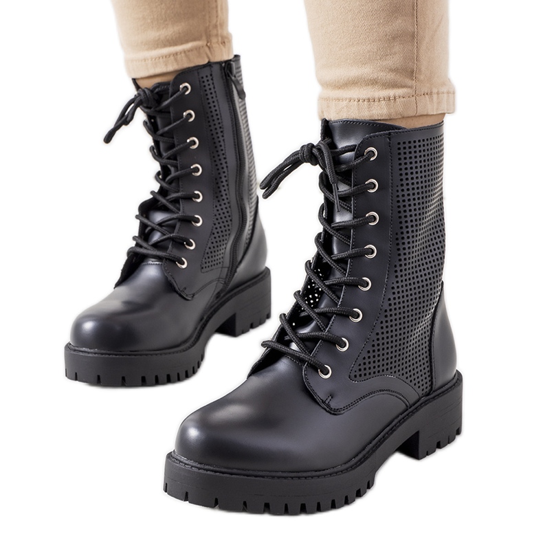 Bottes noires sur une semelle haute Loop le noir