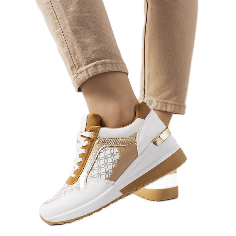 Baskets blanches et marron Nanson brun d'or