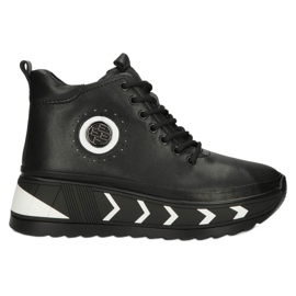 Bottes compensées isolées en cuir Filippo W PAW381 noir